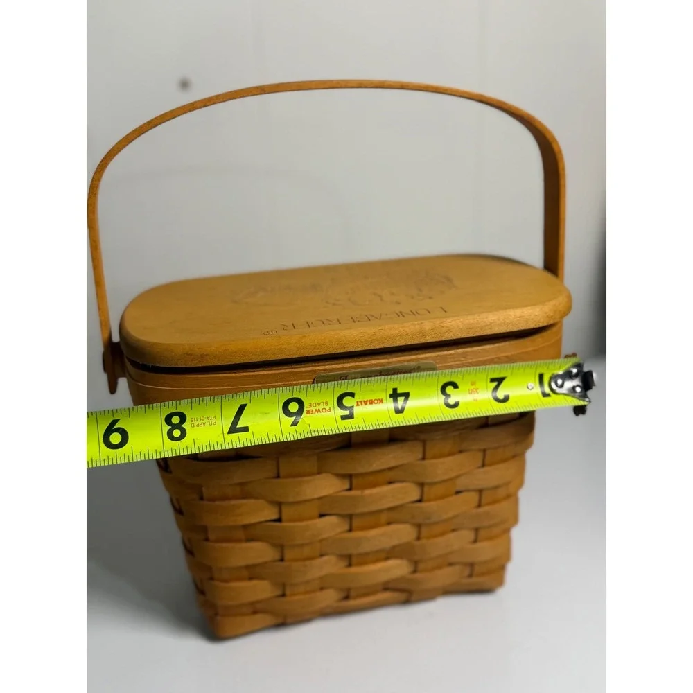 VTG Longaberger Dresden Basket 1994 Edition Wood Lid Woven Picnic Decor Brown